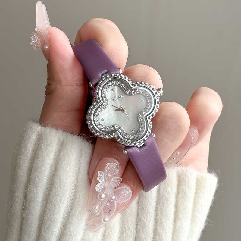 Scottie9686 scottie9686 Poetry Godi Watch สุภาพสตรี Mother-of-Pearl เข็มขัดสีม่วงกันน้ํา