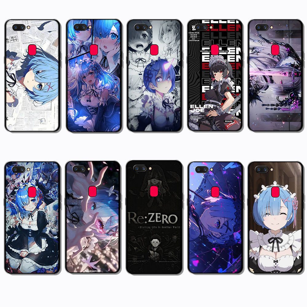 สําหรับ OPPO A1 A1K A3S A5 A5S A7 A8 A9 A11 re zero Black Edge Full Coverage TPU เคสโทรศัพท์ | Defen
