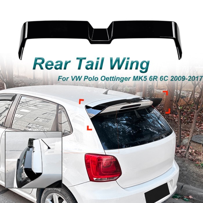 For Volkswagen Polo Oettinger MK5 6R 6C 2009-2017 Rear Top Tail Wing Spoiler Fixed Wind Exterior Mo