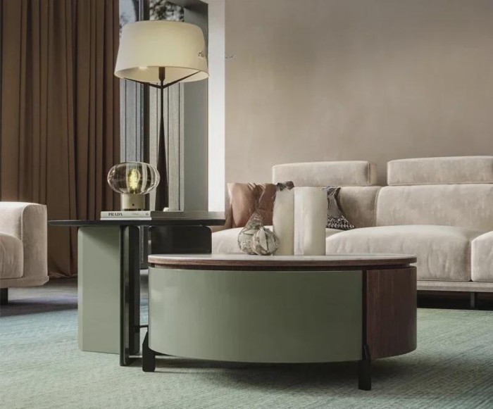 Italian minimalist marble coffee table combination light luxury modern art tea table round