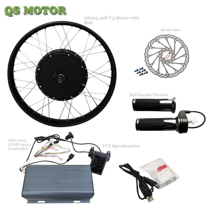 QS205 50H V3 3000W With Maximum 6000W E-Motorcycle Hub Motor Conversion Kit