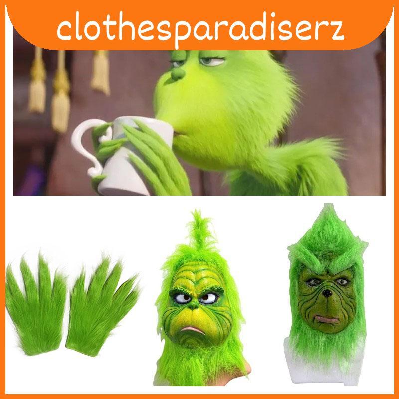 ถุงมือคริสต์มาส Grinch Terrifying Green Costume Accessories Monster