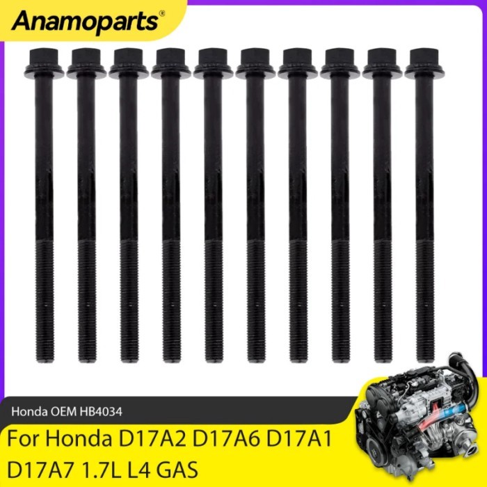 Engine Parts Cylinder Head Bolt Set Fit 1.7 L For Honda Civic EX HX D17A2 D17A6 D17A1 D17A7 1.7L L4