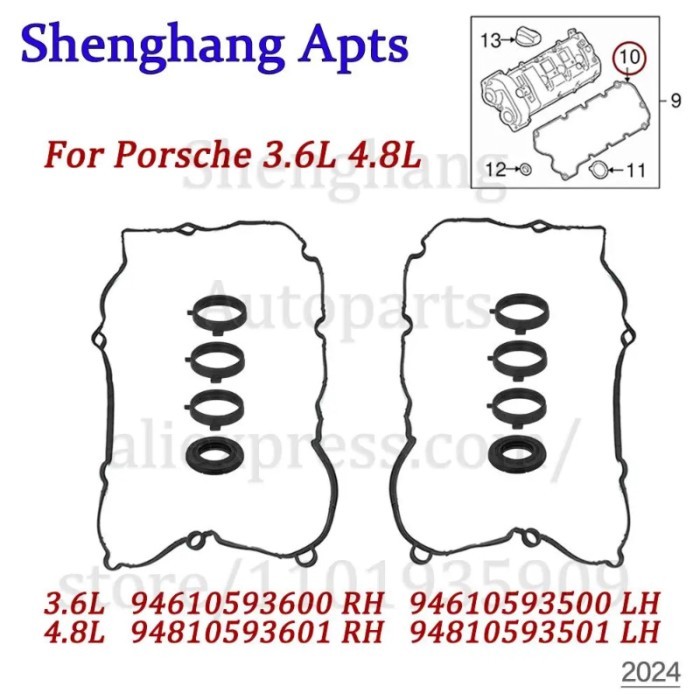 RH LH Engine Valve Cover Gasket For Porsche Panamera 3.6L 4.8L V6 V8 2010-2016 94610593600 94610593