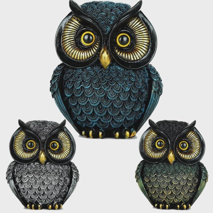 12cm Retro Resin Owl Statue Crafts Home Decor Table Entryway Living Room Ornament Home Decoration G