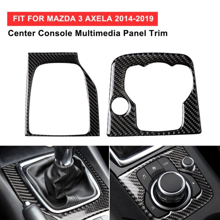 ABS Center Console Multimedia Panel Trim Car Stickers For Mazda 3 Axela 2013 - 2019 Carbon Fiber Bl