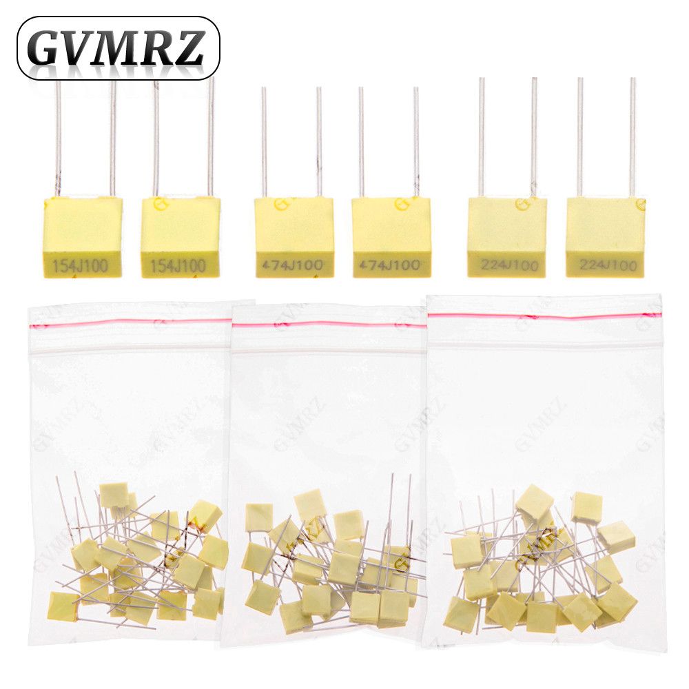 100 ชิ้น/20 ชิ้น 102J152J 222J 332J 472J ฟิล์มโลหะตัวเก็บประจุ 1NF 47NF 100NF 220NF ตัวเก็บประจุ 682