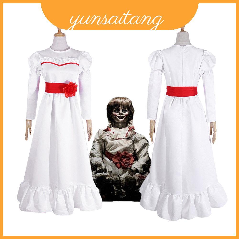 คอสเพลย์ Annabelle Alluring Costume เดรสสีขาวหรูหรา เหมาะสำหรับวันฮาโลวีน