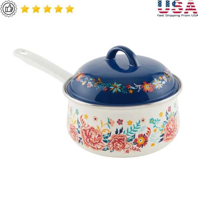 C Ral Enamel-On-Steel Saucepan 2Qt Kitchen Essential Durable Cookware Vintage Inspired Boig Sauce H