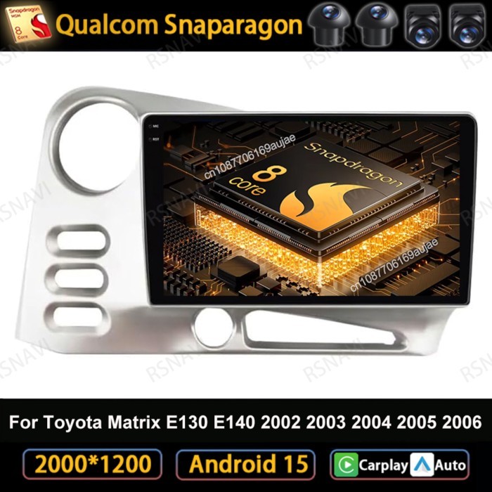 Car Radio Android 15 For Toyota Matrix E130 E140 2002 2003 2004 2005 2006 Head Unit Stereo Viedo Pl