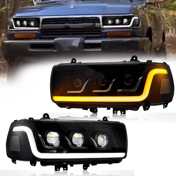 1990-2002 Toyota Land Cruiser LC80 LED DRL Headlight Assembly