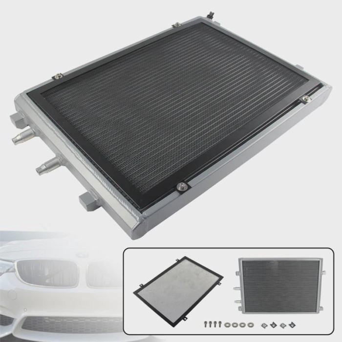 Radiator Front Mount Heat Exchanger For 15-19 BMW M2C M3 M4 F80 F82 F87 S55 3.0L + Cover Competitio