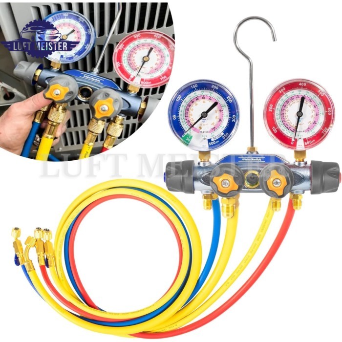 49968 Charging Manifold and 4 Valve Test, A/C Manifold Gauge Tool Set, For Refrigerant Type R-22, R