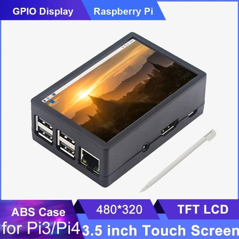 3.5 นิ้ว Raspberry Pi 3B/3B +/4B หน้าจอสัมผัส TFT LCD 480*320 GPIO จอแสดงผล ABS กล่องสําหรับ Raspber