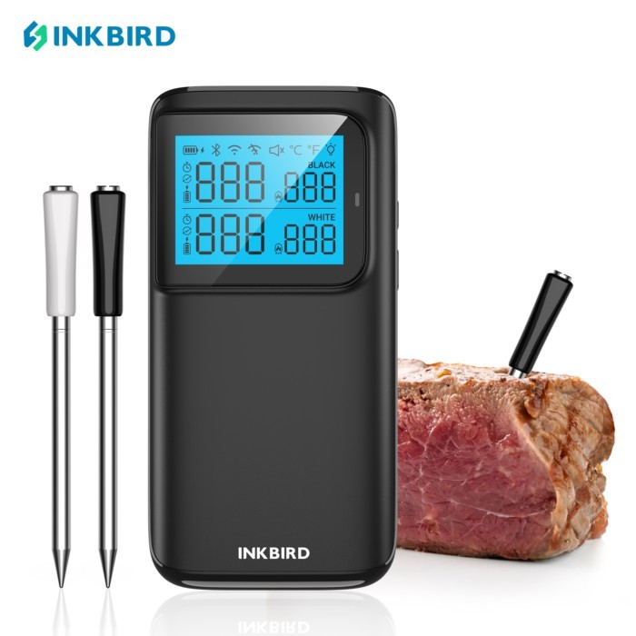 INKBIRD INT-12E-BW Wireless Meat Thermometer, WiFi 5G&Bluetooth 5.4, 5 Sensors, 25H Battery, IP67,