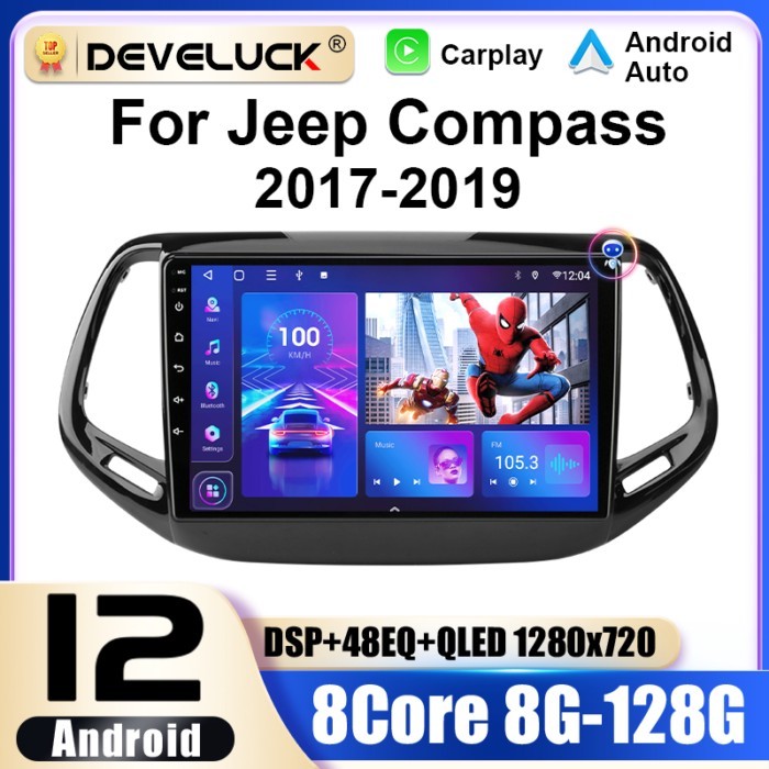 2 Din Android 12 Car Radio For Jeep Compass 2 MP 2017-2019 Multimedia Video Player GPS 4G Carplay A