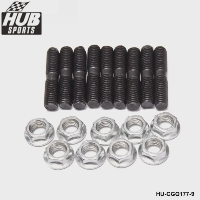 HUB sports - 9 x Turbo Stud & Lock Nut Kit M8x1.25 for Nissan Silivia Ball Bearing GT28R GT30R HU-C