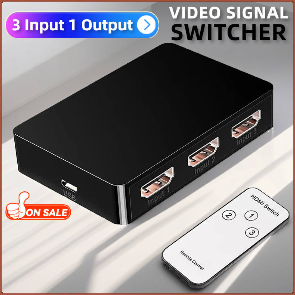 3x1 สวิทช์ HDMI 1080P 60Hz พร้อม IR Remote, สัญญาณ Switcher สําหรับ PS5/PC/DVD/สมาร์ททีวี/จอภาพ