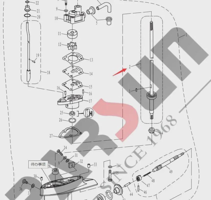 T5-03020000(L) T5-03020000L Long drive shaft for Parsun HDX Outboard Engine 2-Stroke T4 T5 T5.8 Boa