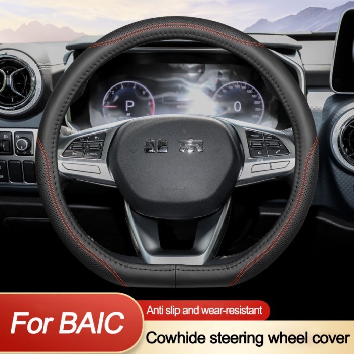 High Leather Braid On Car Steering Wheel Cover Wrap For BAIC BJ20 BJ30 BJ40 BJ60 BJ80 BJ90 F40 37-3