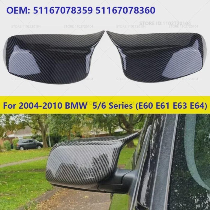 For 2004-2010 BMW 525i 528i 530i 535i 545i 550i 645ci 650i (E60 E61 E63 E64) Side Mirror Cover Caps