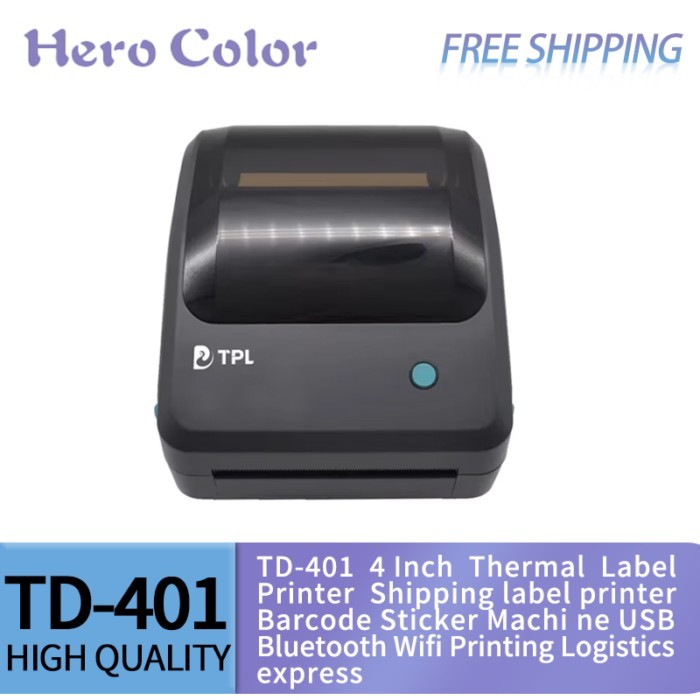 TD-401 4 Inch Thermal Label Printer Shipping label printer Barcode Sticker Machine USB Bluetooth Wi