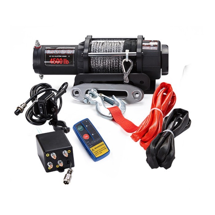4500lbs pulling 12v 24v mini electric winch with synthetic rope