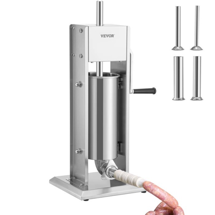 VEVOR 3 5 7 L Manual Sausage Stuffer Stainless Steel Making Sausage Vertical Maker with 4 Filling F