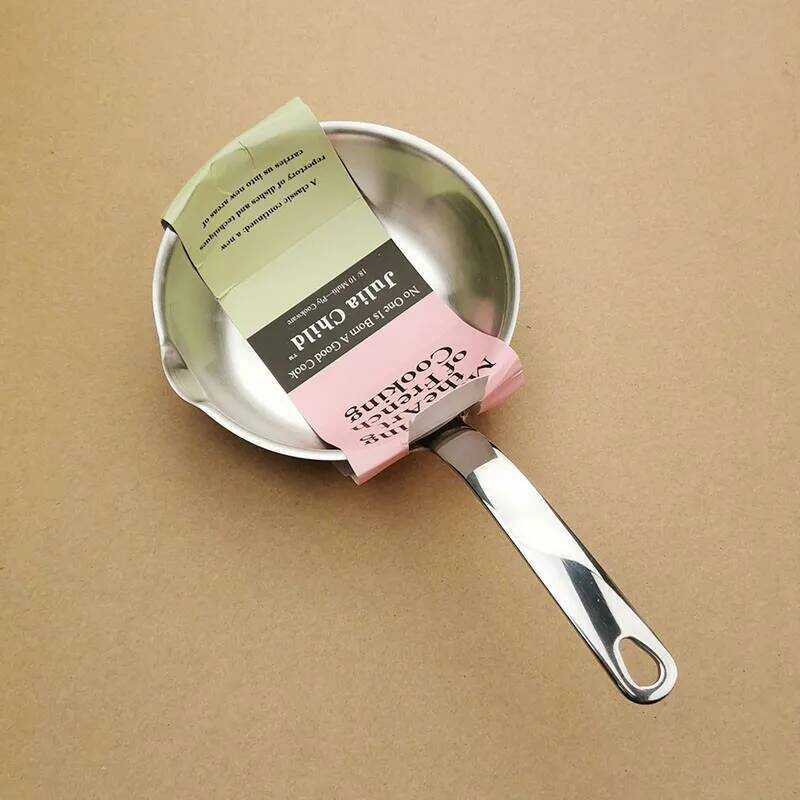 C One Piece Stainless Steel Oil Splashing Pan Small Sauce Hot Oil Pan Frying Pan 304 Small Frying P