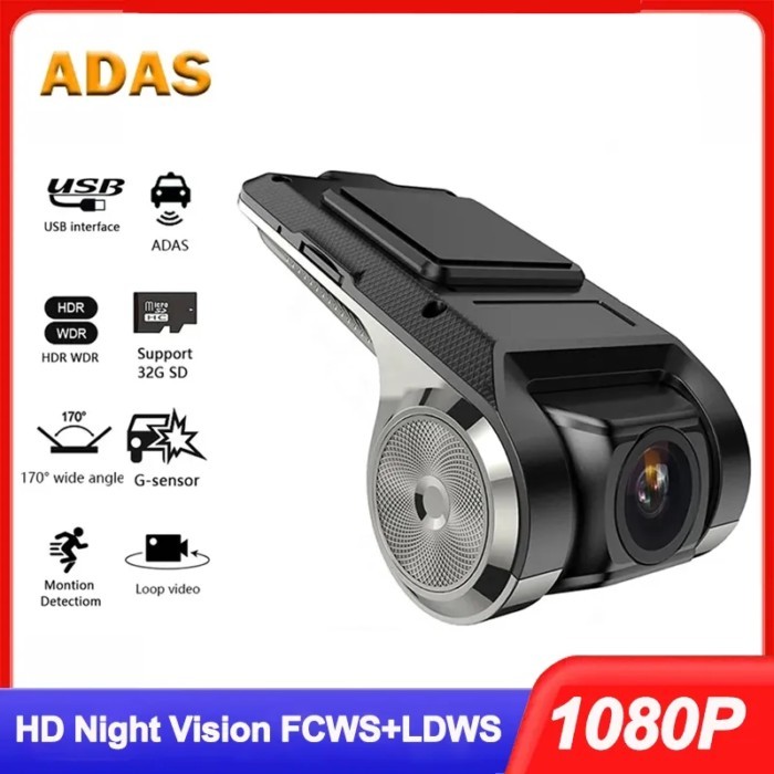 Car Dash Cam USB HD 1080P Wide Angle Car Camera Recorder Front ADAS Dashcam Night Version Android D