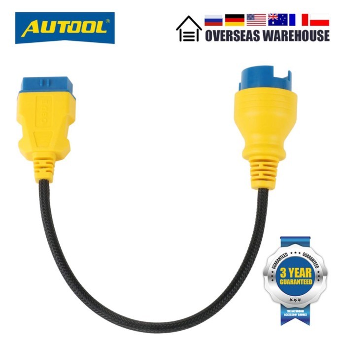 AUTOOL 42cm OBD2 Extension Cable for BENZ OBDII Reinforced Nylon OBDII Waterproof AUTOOL 16-38pin M
