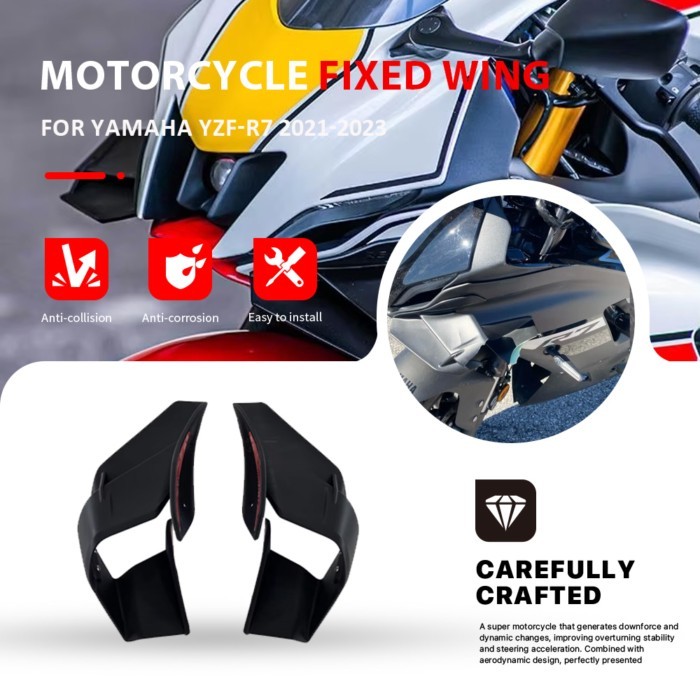 Motorcycle Aerodynamic Side Winglet Fixed Wing Spoiler Front Fairing Wing For Yamaha YZF-R7 YZFR7 2