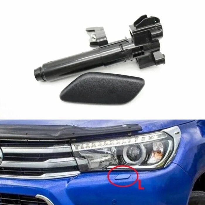 For Toyota Hilux 2015-2018 Front Headlight Washer Sprayer Nozzle Pump Headlamp  Cover Unpainted