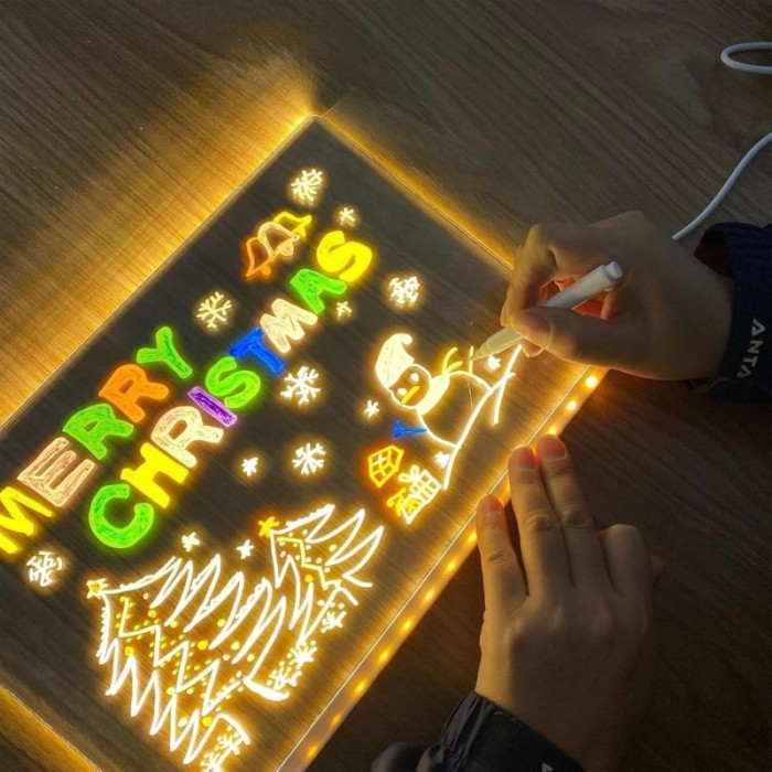 Light Up Acrylic Message Board Night Light Rewritable DIY Children's Glowing Drawing Board Message
