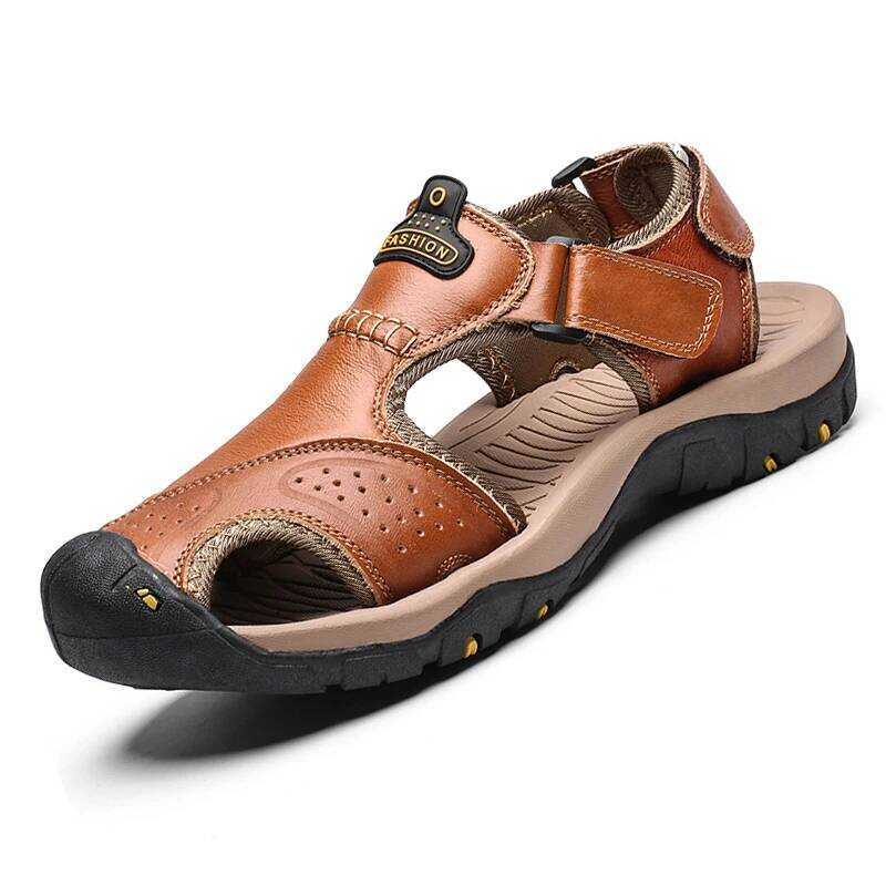 C 2023 Leather Men Shoes Summer New Large Size Men's Sandals Men Sandals Fashion Sandals Slippers B
