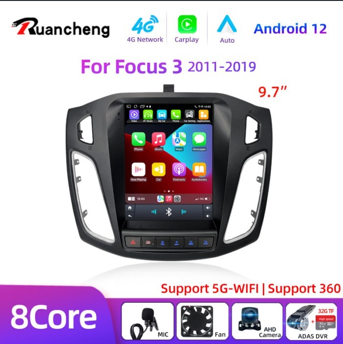 8Core 2 Din Android 12 Car Radio for Ford Focus 3 Mk 3 2011 2012 - 2019 Multimedia Video Player 2Di
