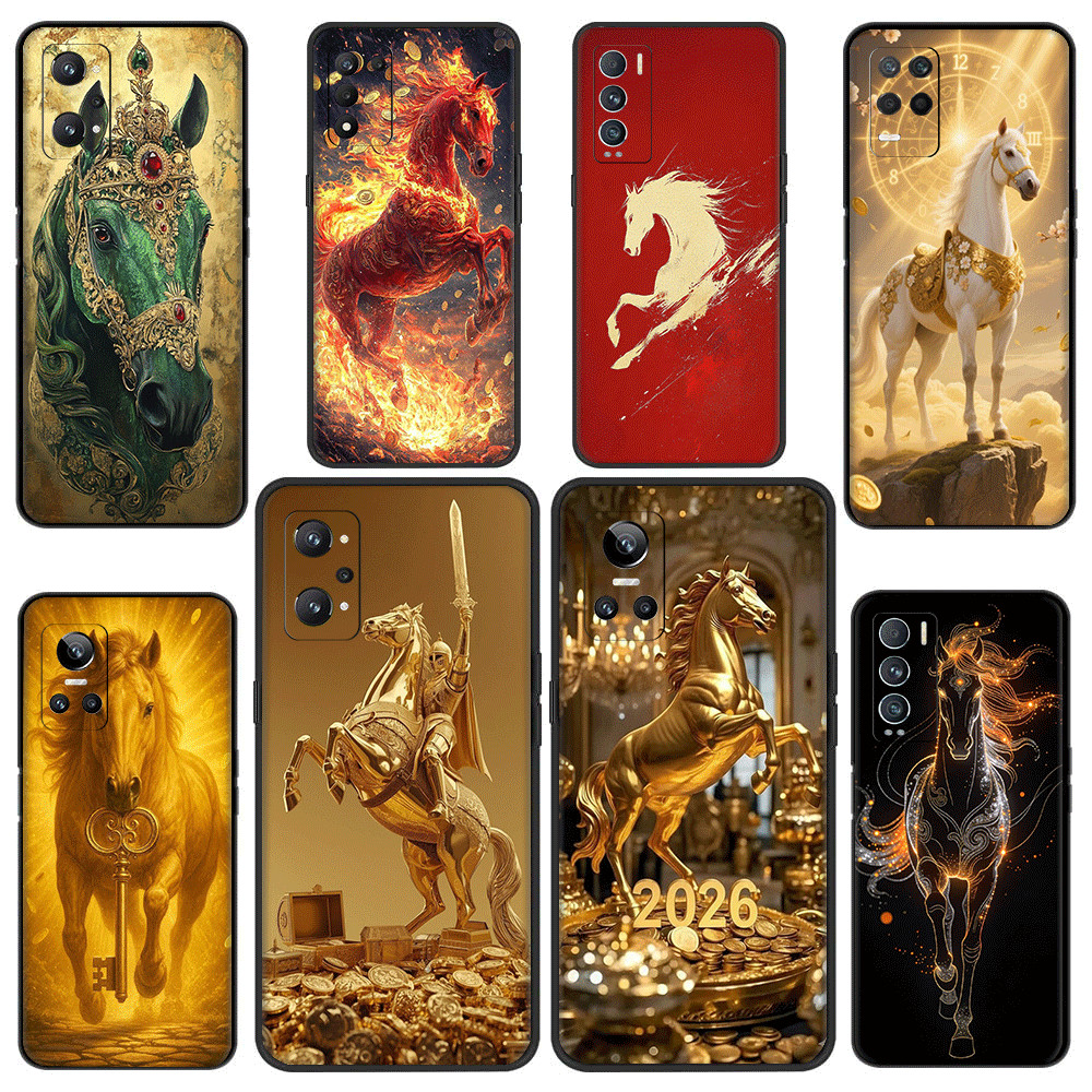 Realme C2 C3 C11 C12 C15 C17 C20 C21 C21Y C25 C25S TPU Spot goods เคสนิ่มสีดําเคสโทรศัพท์Golden Hors