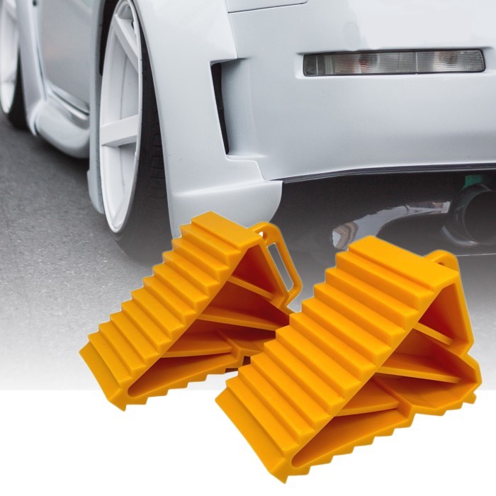 2 Pieces Wheel Chock with Handles Rubber Wheel Chocks Stop Block Replaces for Car  Car Truck Traile