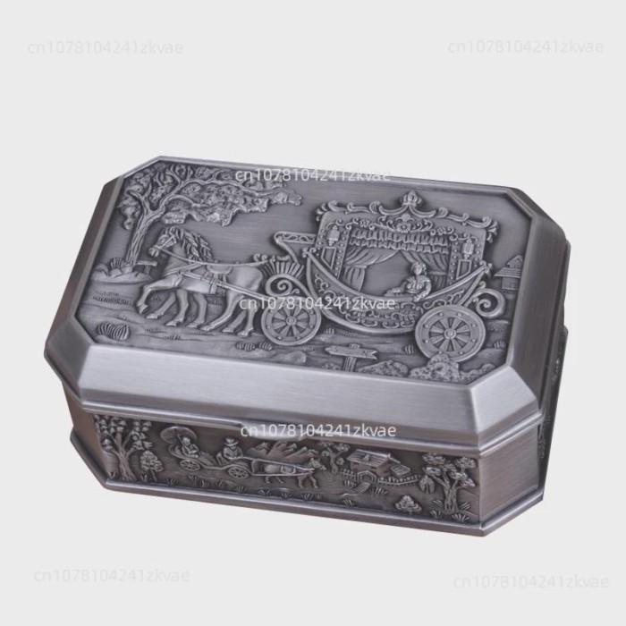 Antique jewelry box combined with metal tin complex classical creative jewelry box storage box