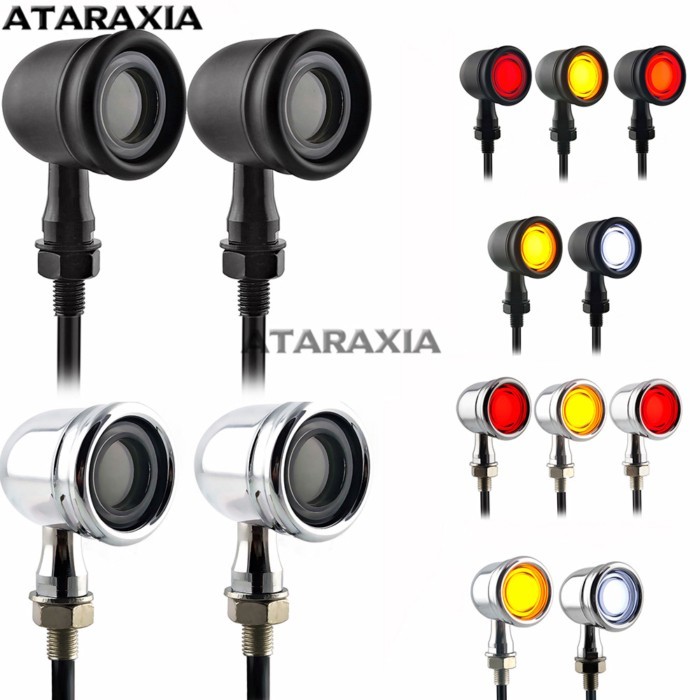 2pcs New Universal Motorcycle LED Turn Signals Lamp Chrome Indicator Break Light Flashing Indicator