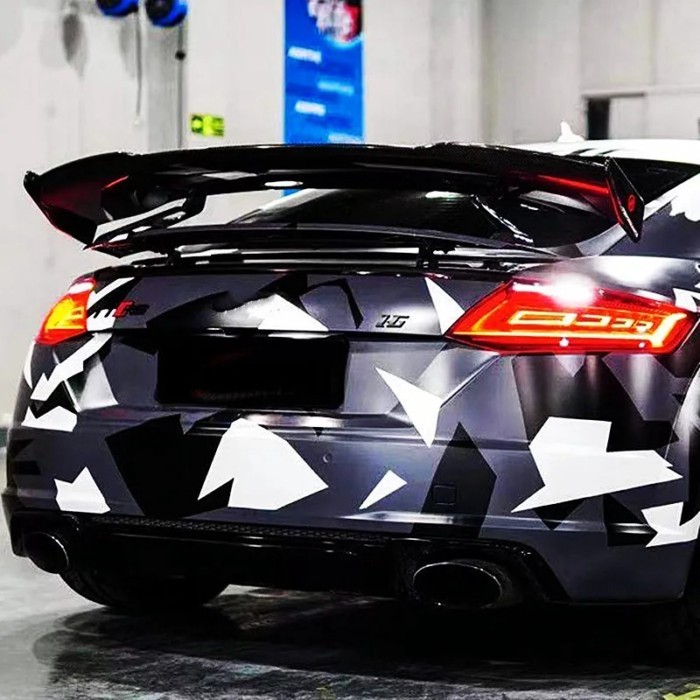 For Audi TT TTS TTRS MK2 MK3 FRP Glossy Black Carbon Fibe Rear Trunk Lid Boot Ducktail Lip Spoiler