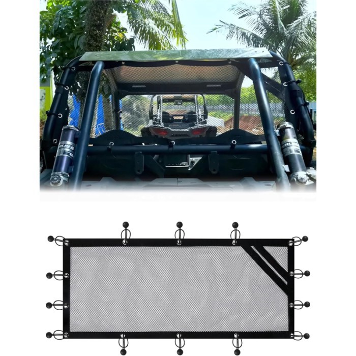 RZR Rear Window Mesh Net - Dust-Proof & UV50+ Sunshade for RZR 570 800 900 1000 XP Turbo (2 Seater