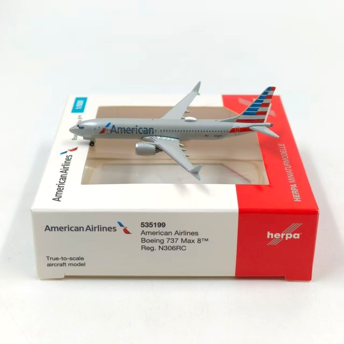 Herpa 1: 500 American Airlines Boeing 737 Max 8 จําลองเครื่องบินคอลเลกชันเครื่องประดับ Limited Editi