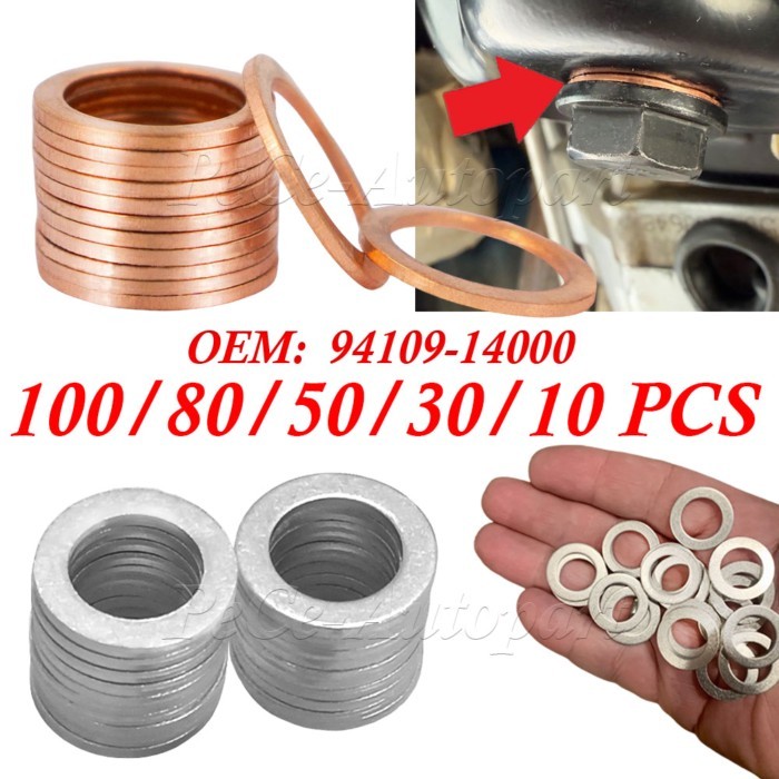 Engine Oil Drain Plug Sealing Gaskets OE# 94109-14000 Car Oil Pan Screw Aluminum/Copper Washer Repl