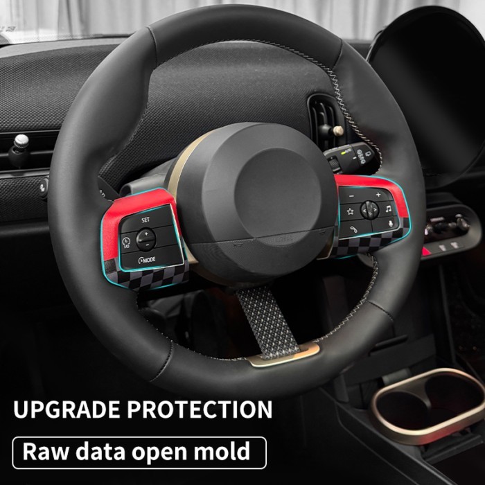 2PCS Car Steering Wheel Button Frame Sticker For Mini Cooper F65 F66 F67 J01 J05 U25 Leather Car In