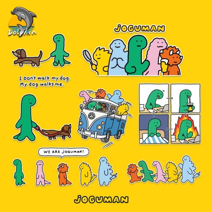 Joguman joguman ไดโนเสาร์น้อย Healing Series สติกเกอร์รถสะท้อนแสงรถจักรยานยนต์ไฟฟ้า Body กระจกหน้าต่