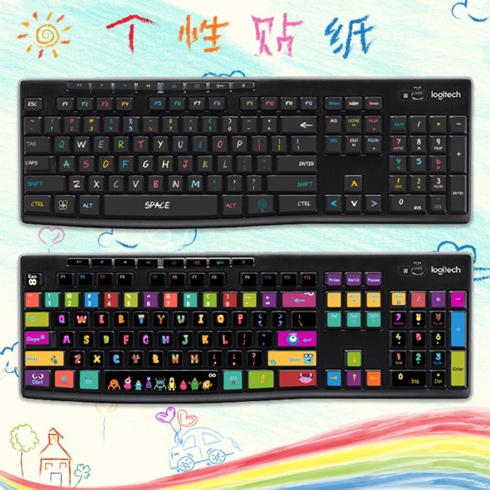 เหมาะสําหรับปุ่มสติกเกอร์คีย์บอร์ดเดสก์ท็อป Logitech MK275 K270 MK295 MK200 MK260