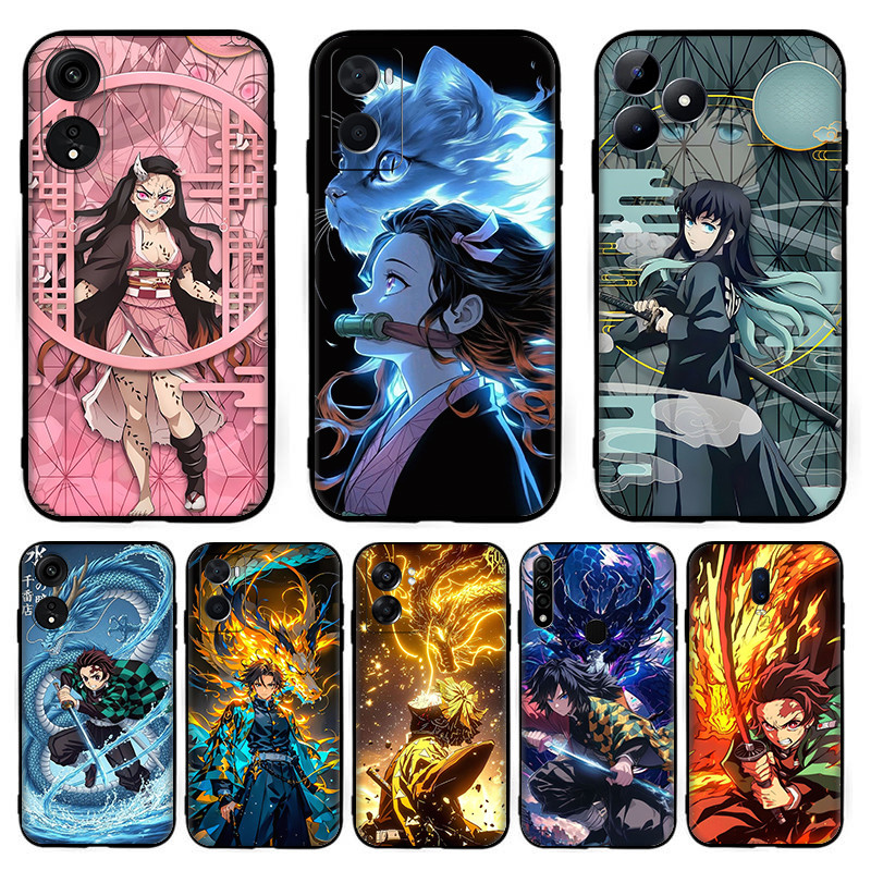 ซิลิโคนสีดําเคสโทรศัพท์ Anime Demon Slayer สําหรับ OPPO R9 F1 Plus R9S Reno 2 2Z 2F 3 4 Pro 5 5F Lit