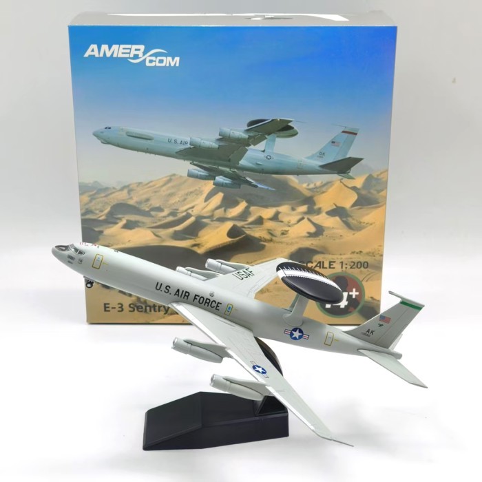 1: 200 US Air Force Boeing E3 TV Warning Aircraft สําเร็จรูปโลหะผสมทหารเครื่องบินรุ่นเครื่องประดับ O