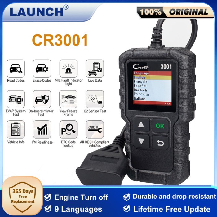 LAUNCH X431 CR3001 OBD2 Scanner Automotive Car Full OBD2 Diagnostic Tool Code Reader Scanner Free U